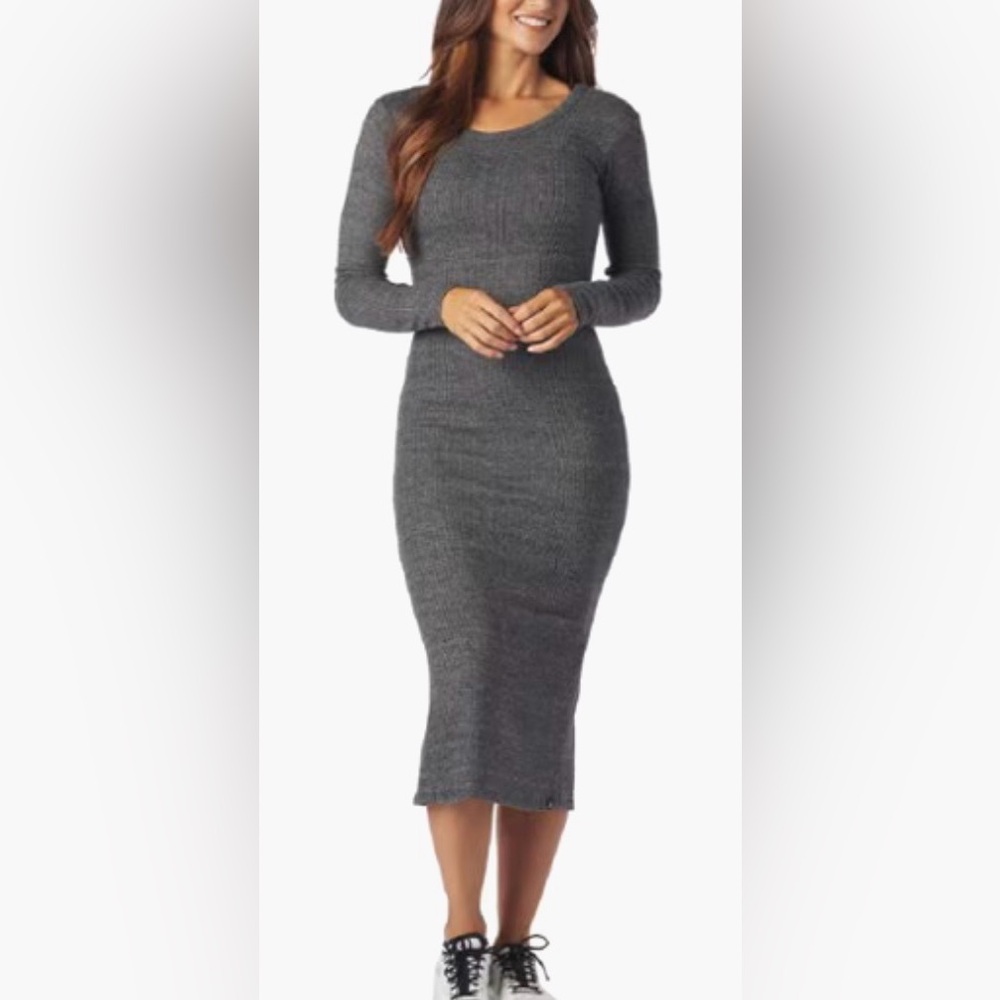 Glyder Comfort Rib Knit Dress | Charcoal Heather Gray | Cozy Minimalist | NWT